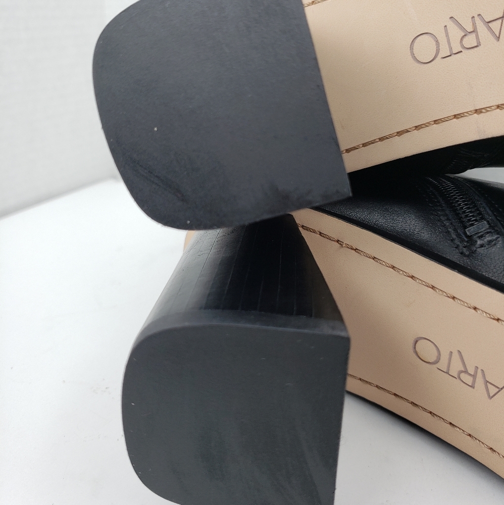 Sarto Vallah Black Leather Square Toe Booties - Picture 7 of 11